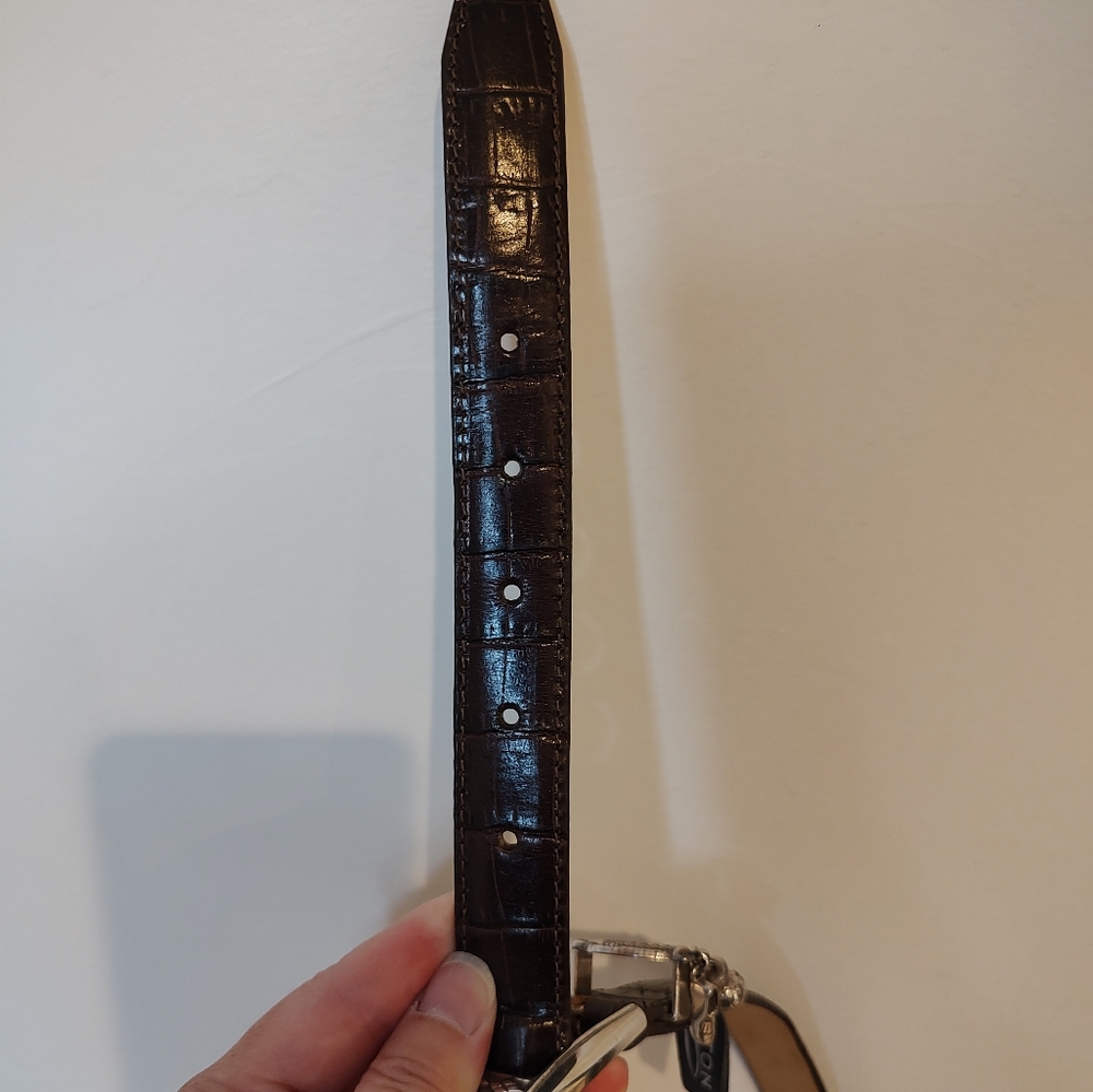 Brighton Women's Faux Alligator Leather Golf Charm Belt Brown Silver Tone M/L - Picture 9 of 9